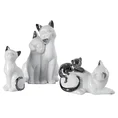 Kot - figurka ceramiczna biało-srebrna - 8 x 6 x 15 cm - biały 2