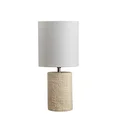 Lampa AGIS na ceramicznej podstawie z wytłaczanym wzorem tkaniny - ∅ 20 x 43 cm - kremowy 5
