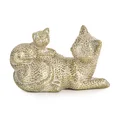 Kotki - figurka dekoracyjna ELVIN o drobnym strukturalnym wzorze łuski, szampańska - 9 x 20 x 12 cm - szampański 2