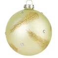Bombka choinkowa ręcznie zdobiona motywem złotych piór i kryształków - ∅ 10 cm - szampański 2