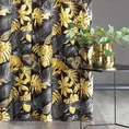 Zasłona BLER z miękkiego welwetu z nadrukiem egzotycznych szaro-żółtych liści - 140 x 270 cm - czarny 1