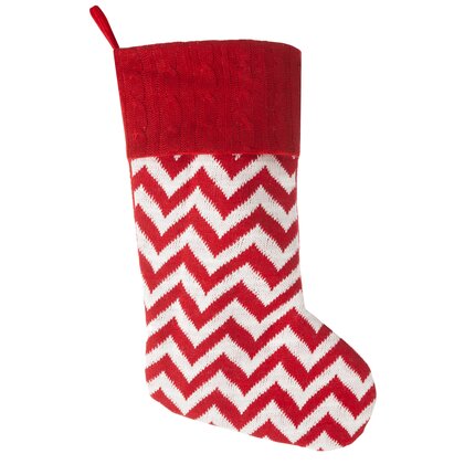 Skarpeta świąteczna z dzianiny ze wzorem 50 cm czerwony,biały