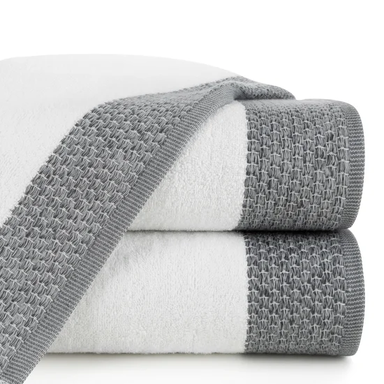 Ręcznik LUGO z włókien bambusowych i bawełny z melanżową bordiurą w stylu eko - 50 x 90 cm - biały
