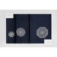 Komplet ręczników z haftem w kształcie mandali w kartonowym opakowaniu - 56 x 36 x 7 cm - granatowy 2