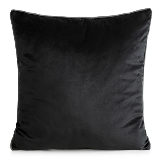 Poszewka GAJA 2 z welwetu o delikatnym połysku z ozdobną lamówką - 60 x 60 cm - czarny