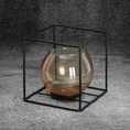 Świecznik dekoracyjny  szklana kula w metalowej ramie - 13.5 x 13.5 x 13.5 cm - czarny 1
