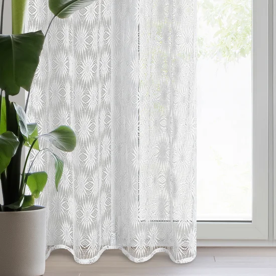 Firana gotowa ROZI w stylu boho - 140 x 250 cm - biały