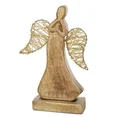 Figurka drewniana ANIOŁEK  z ażurowymi skrzydłami - 17 x 5 x 26 cm - brązowy 3