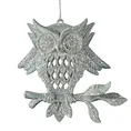 Ozdoba choinkowa SOWA dekorowana brokatem - 10 x 12 cm - srebrny 2