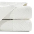 Ręcznik z welwetową bordiurą z wytłaczanym geometrycznym wzorem - 70 x 140 cm - biały 1