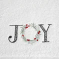 Ręcznik świąteczny SANTA 18 bawełniany z haftem z napisem JOY - 50 x 90 cm - biały 2