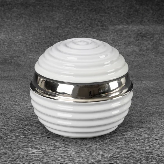 Kula ceramiczna ZELDA o prążkowanej fakturze - ∅ 10 x 10 cm - biały