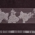 Ręcznik ISABEL z żakardową bordiurą zdobioną kwiatowym motywem - 50 x 90 cm - ciemnofioletowy 2