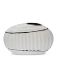 Wazon ceramiczny o nowoczesnym kształcie biało-srebrny - 24 x 7 x 15 cm - biały 1