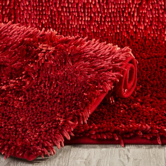 Dywanik SHAGGY z długimi ozdobnymi frędzlami - 75 x 150 cm - czerwony
