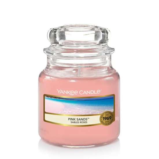 YANKEE CANDLE - Mała świeca zapachowa w słoiku - Pink Sands - ∅ 6 x 9 cm - różowy