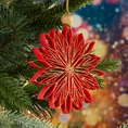 Ozdoba choinkowa gwiazda betlejemska w stylu eko zdobiona delikatnymi drobinkami brokatu - 12 x 0.5 x 12 cm - czerwony 1