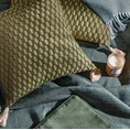 TERRA COLLECTION Poszewka MONTENEGRO z grubej tkaniny bawełnianej zdobiona chwostami na rogach - 60 x 60 cm - oliwkowy 2