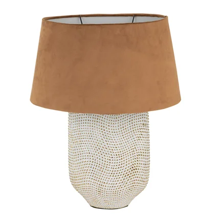 Lampka stołowa VERDA na ceramicznej podstawie z abażurem z matowej tkaniny Lampka stołowa VERDA na ceramicznej podstawie z abażurem z matowej tkaniny - 21 x 9 x 52 cm