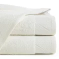 Ręcznik z szenilową bordiurą w błyszczące ukośne paski - 30 x 50 cm - kremowy 1