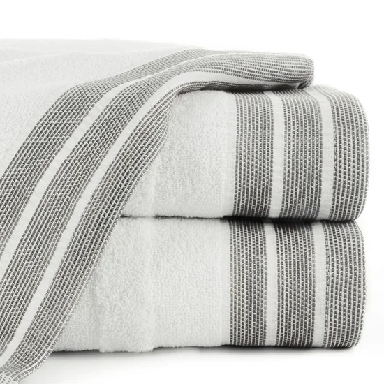 Ręcznik PATI 30X50 cm utkany w miękkie pasy i podkreślony żakardową bordiurą biały - 30 x 50 cm - biały