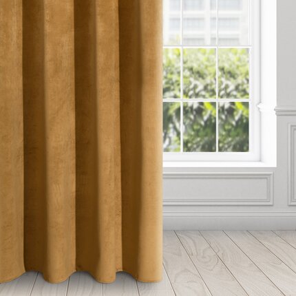 DIVA LINE Zasłona RIA z miękkiego welwetu o aksamitnej strukturze Posiada aż 10 przelotek, gramatura 300 g/m2 140 x 250 cm miodowy przelotki/koła