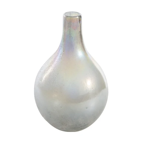 Wazon MASON ręcznie wykonany ze szkła artystycznego z perłową poświatą - ∅ 20 x 32 cm - srebrny