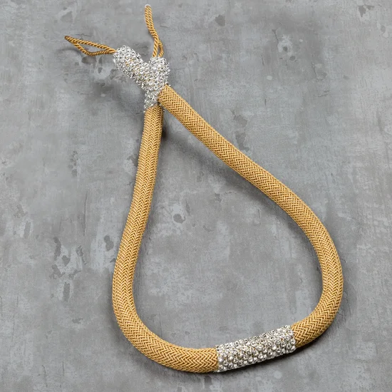 Dekoracyjny sznur do upięć ze zdobieniem z kryształków - 87 cm - złoty