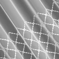 Tkanina firanowa mikrosiateczka zdobiona dwoma pasami geometrycznego haftu - 290 cm - biały 5