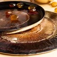 Patera dekoracyjna BONITA ze szkła artystycznego w  okrągłe wzory - ∅ 33 x 3 cm - brązowy 4