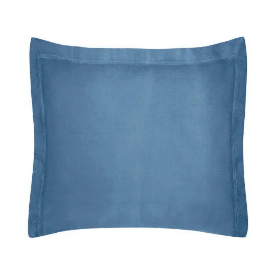 NOVA COLOUR Poszewka na poduszkę bawełniana z satynowym połyskiem i ozdobną kantą - 50 x 60 cm - ciemnoniebieski