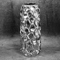 Wazon ceramiczny RENI o lśniącej powierzchni z wytłaczanym geometrycznym wzorem - ∅ 16 x 38 cm - srebrny 1