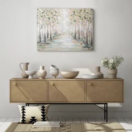 Obraz FOREST ręcznie malowany na płótnie jesienny pejzaż lasu Obraz FOREST ręcznie malowany na płótnie jesienny pejzaż lasu - 80 x 60 cm