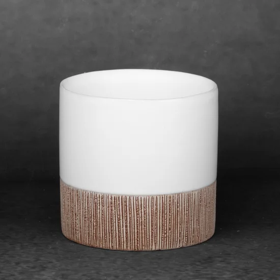 Osłonka ceramiczna na donicę MILI 1 dwukolorowa - ∅ 11 x 10 cm - biały