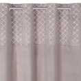 Zasłona z welwetu z ozdobnym pasem z geometrycznym srebrnym nadrukiem w górnej części - 140 x 250 cm - pudrowy róż 4