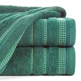 Ręcznik POLA z żakardową bordiurą zdobioną stebnowaniem - 70 x 140 cm - butelkowy zielony 1
