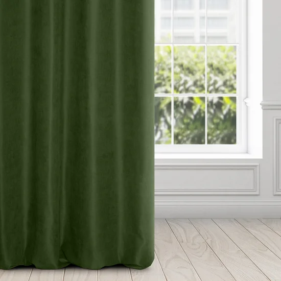 Zasłona ADELAIDE z miękkiej tkaniny o zamszowym chwycie i drobnym strukturalnym wzorze - 140 x 270 cm - zielony