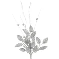 Zimowa gałązka z listeczkami obsypana srebrnym brokatem - długość 20 cm - srebrny 2