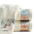 EUROFIRANY PREMIUM Ręcznik ARLETA z bordiurą z nadrukiem pastelowych kwiatów - 70 x 140 cm - kremowy 1