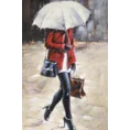 Obraz LADY ręcznie malowany na płótnie - 60 x 90 cm - czerwony 1