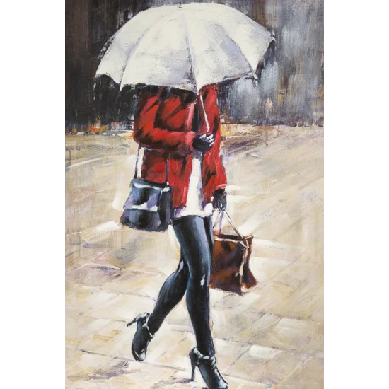 Obraz LADY ręcznie malowany na płótnie - 60 x 90 cm - czerwony