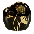 Wazon ceramiczny BILOBA z motywem liści miłorzębu, czarno-złoty - 24 x 9 x 24 cm - czarny 2