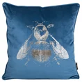 Welwetowa poszewka BLINK 41 z nadrukiem złocistej pszczoły - 45 x 45 cm - niebieski 1