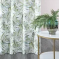 Zasłona z miękkiego welwetu z nadrukiem egzotycznych cieniowanych liści na białym tle - 140 x 250 cm - zielony 1