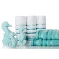 Ręcznik LIVIA  z kolorowymi paskami tkanymi we wzór jodełki - 50 x 90 cm - niebieski 6