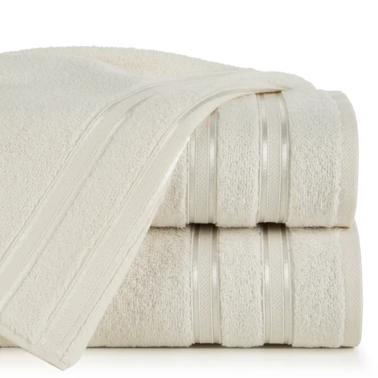 Ręcznik MANOLA z bordiurą podkreśloną żakardowymi paseczkami - 30 x 50 cm - kremowy