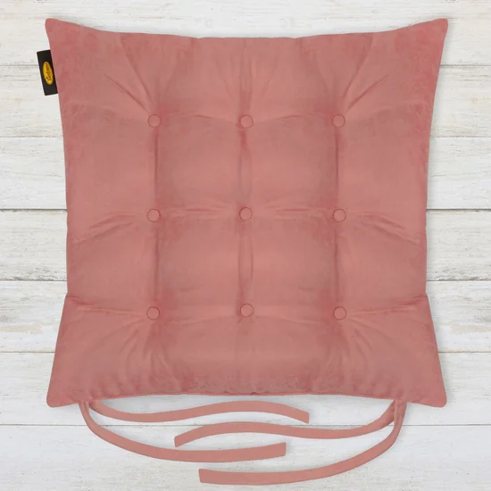 ADORE dwustronna welurowa poduszka siedziskowa na krzesło z dziewięcioma pikowaniami, gramatura 195 g/m2 - 40 x 40 x 6 cm - różowy