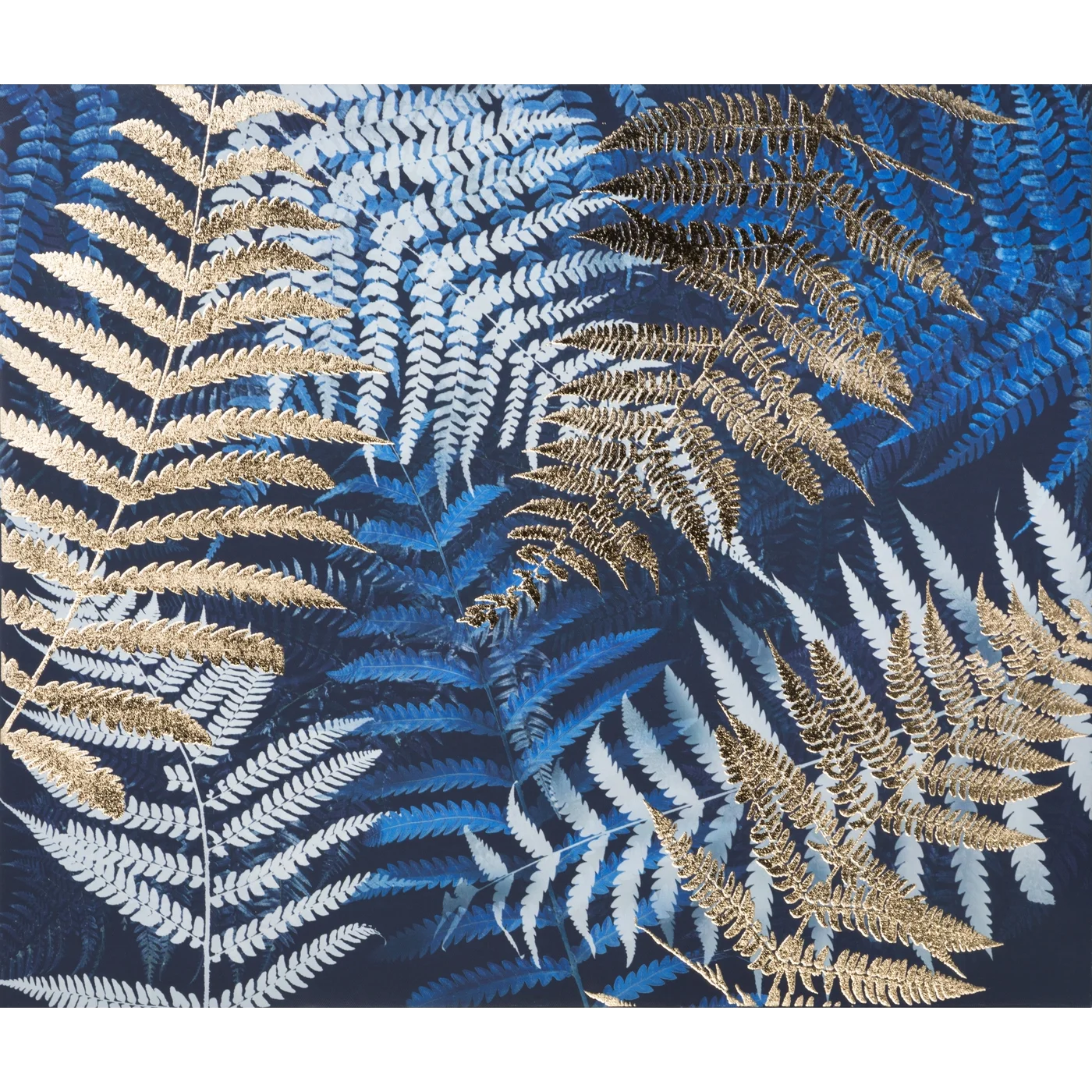 Obraz RAINFOREST nadruk w stylu botanicznym na płótnie ze złotymi elementami