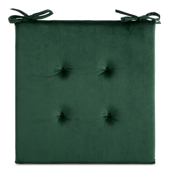 Siedzisko welwetowe GAJA z ozdobnym pikowaniem i praktycznymi troczkami - 40 x 40 x 3 cm - ciemnozielony