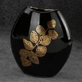 Wazon ceramiczny z nadrukiem ażurowej złotej gałązki - 14 x 7 x 16 cm - czarny 1